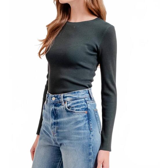 NEW THE WORKSHOP basics ribbed sweater in green - Picture 2 of 3